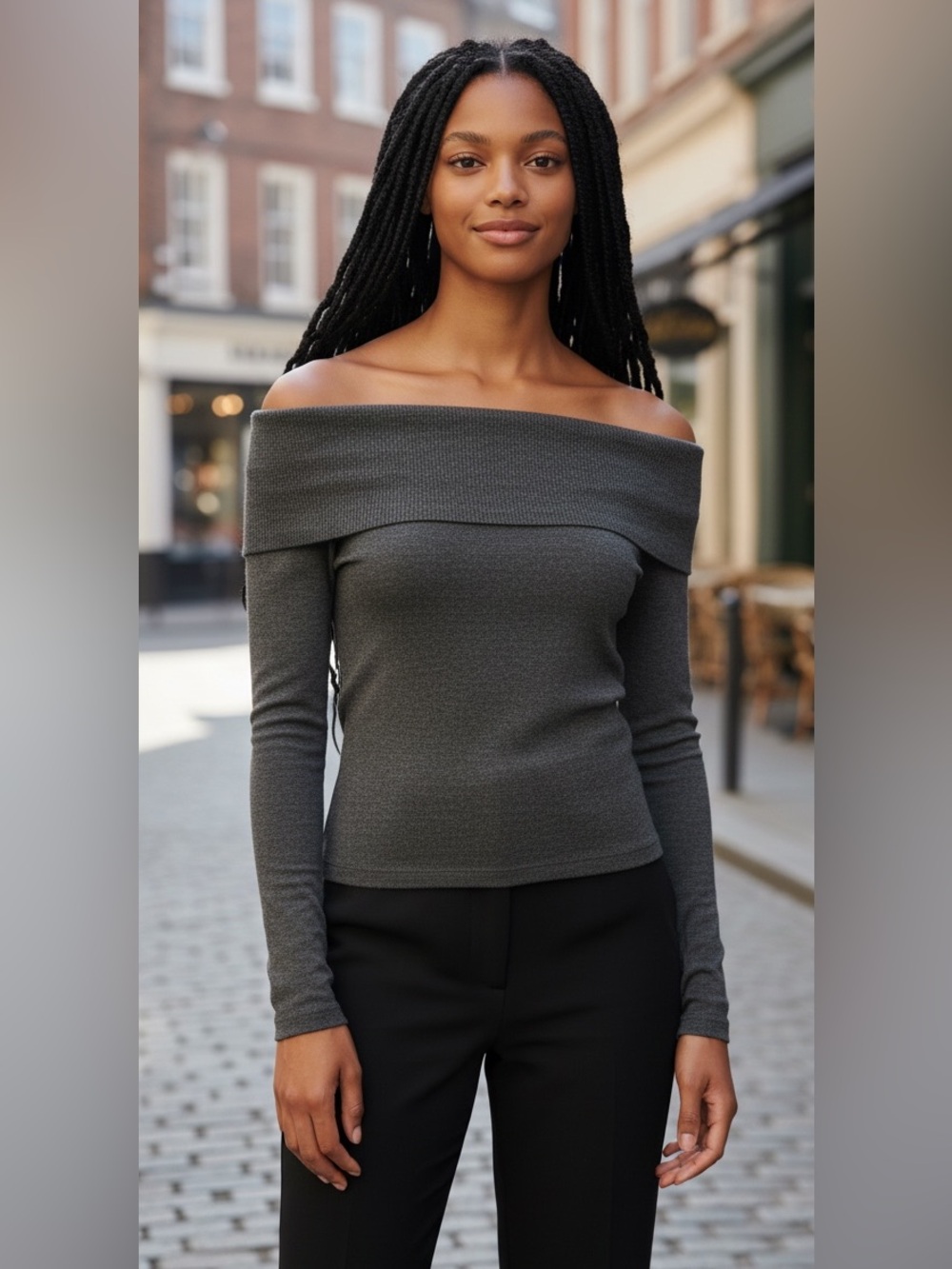 No Label Versatile Cowl Neck or Off Shoulder or Off both Shoulder Top Size L